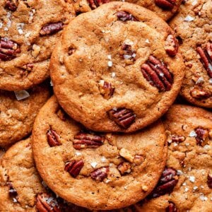 Every one of these butter pecan cookies gets buttered pecans and a pinch of Maldon salt.
