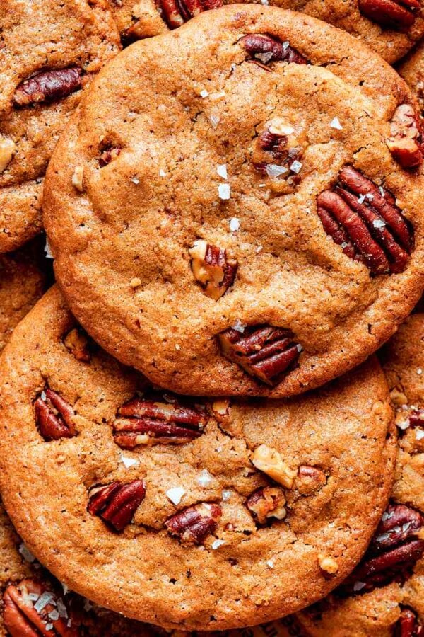 Every one of these butter pecan cookies gets buttered pecans and a pinch of Maldon salt.
