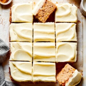 Baked as one sheet, this gingerbread apple cake cuts into neat squares for a crowd.