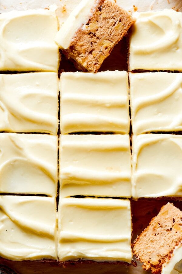 Baked as one sheet, this gingerbread apple cake cuts into neat squares for a crowd.