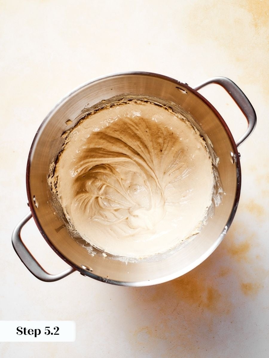 After the last egg, gingerbread apple cake batter should look like thick, smooth peanut butter.