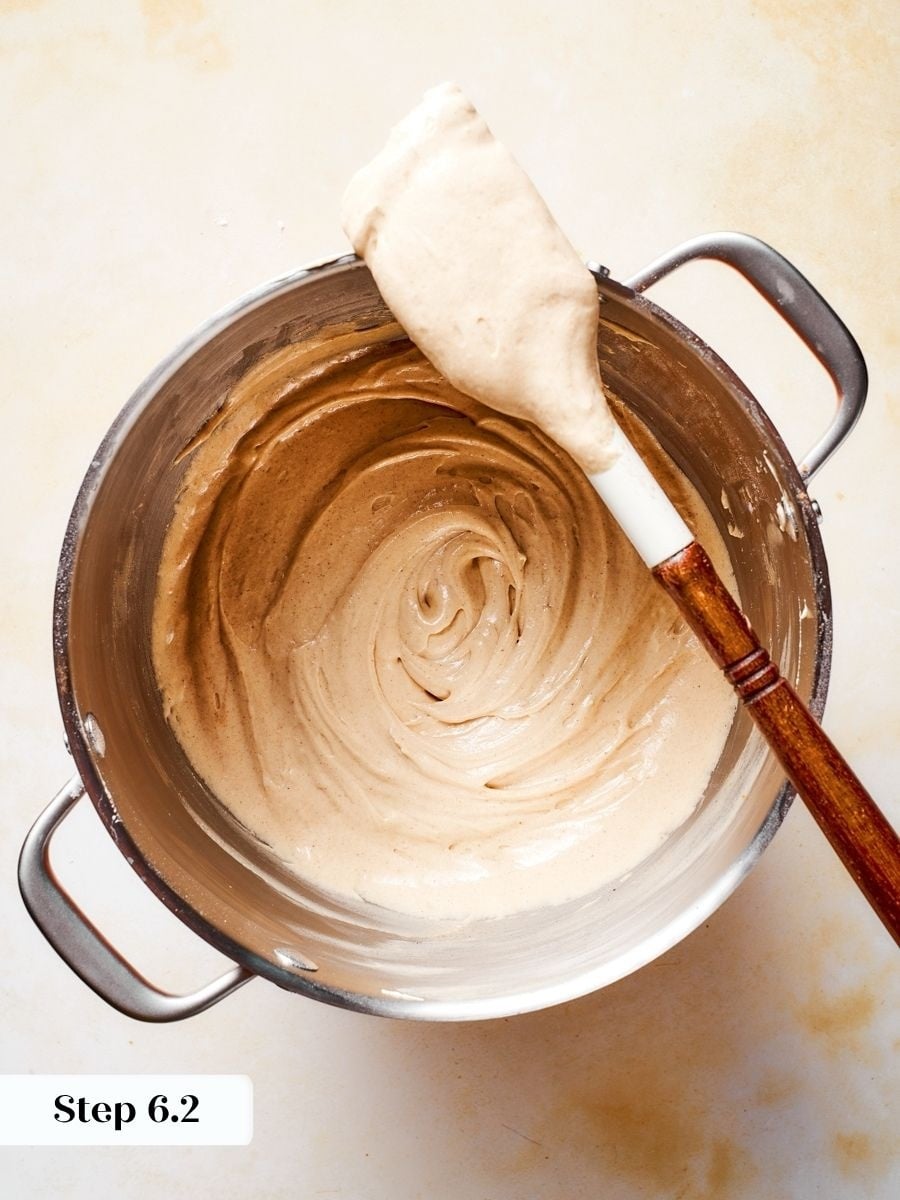 Mix gingerbread apple cake batter only until just combined, since a few flour streaks are fine.