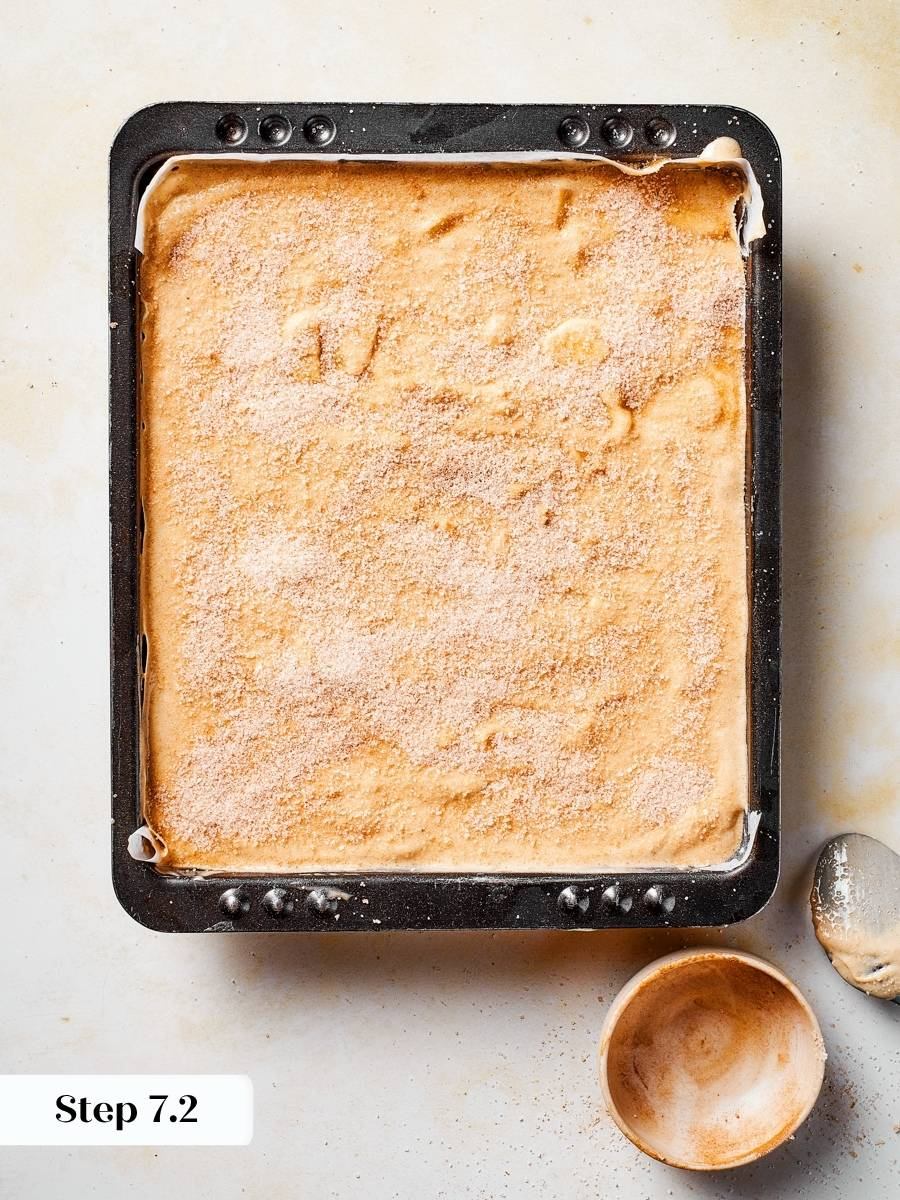Using all the cinnamon sugar creates the crisp, caramelized crust on this gingerbread apple cake.