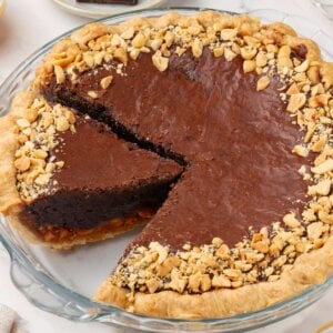 This make-ahead snickers pie layers chocolate, caramel, and peanuts in an all-butter crust.