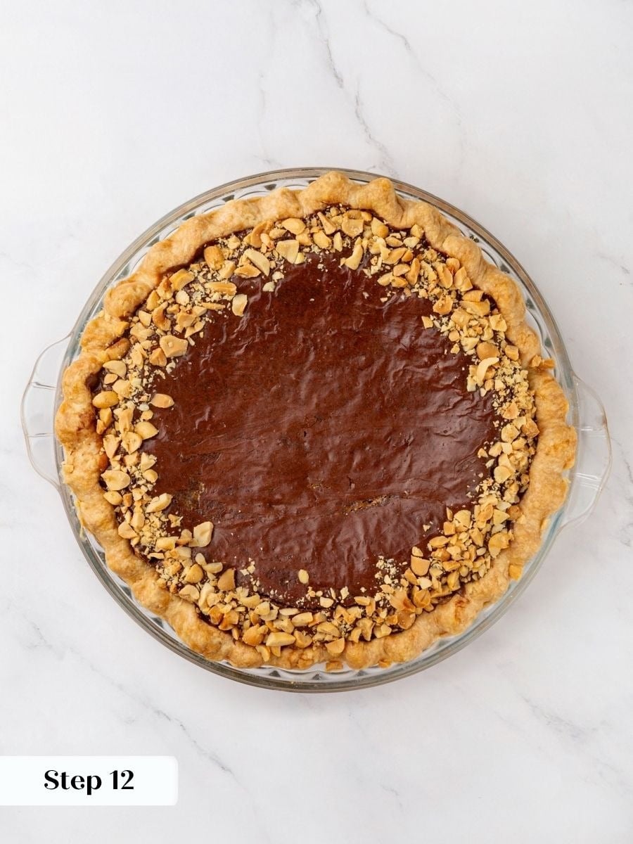 Pull the snickers pie once the edges are set and the center barely wobbles.