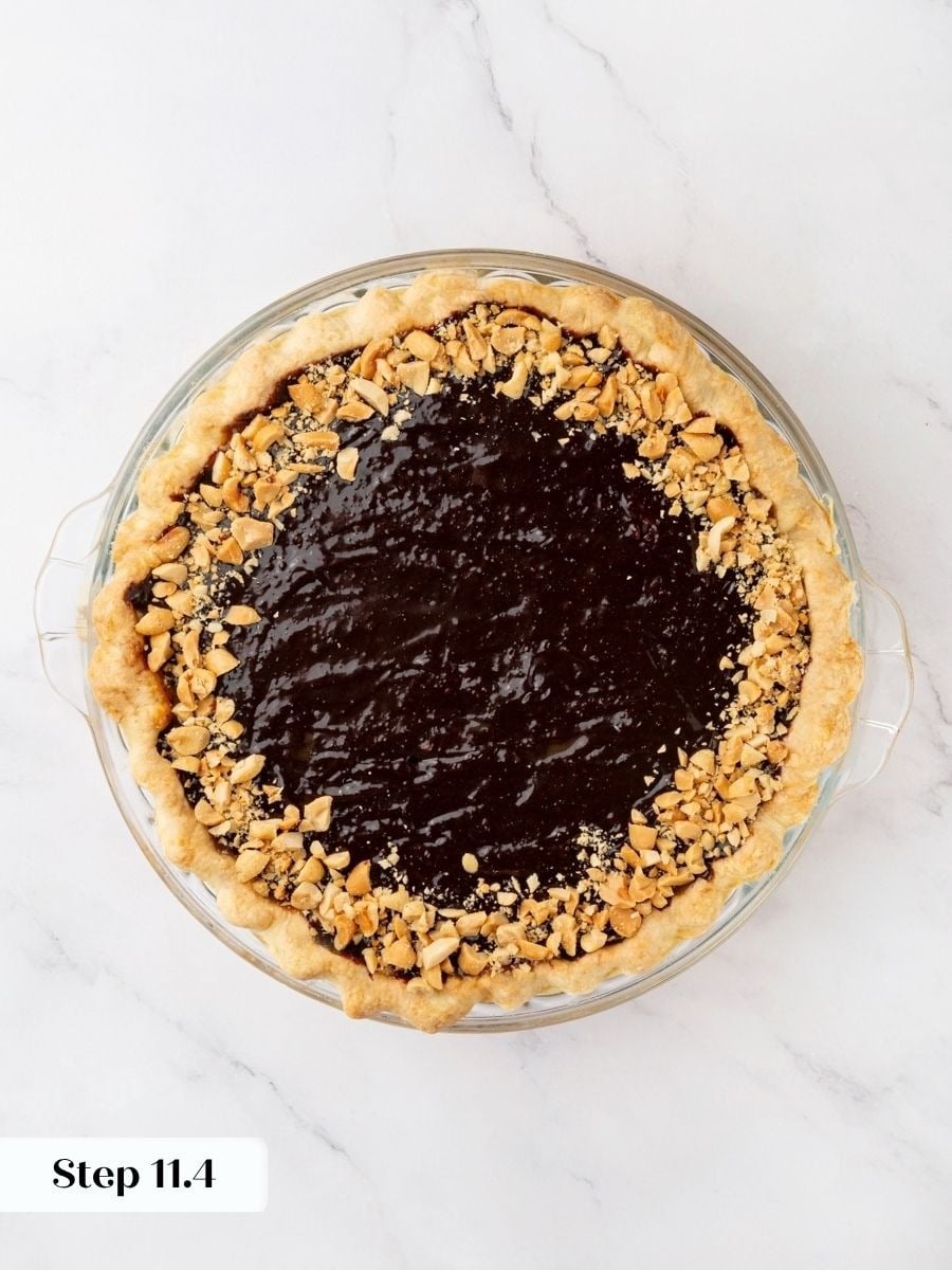 A peanut rim completes the four layers that make snickers pie taste like the candy.