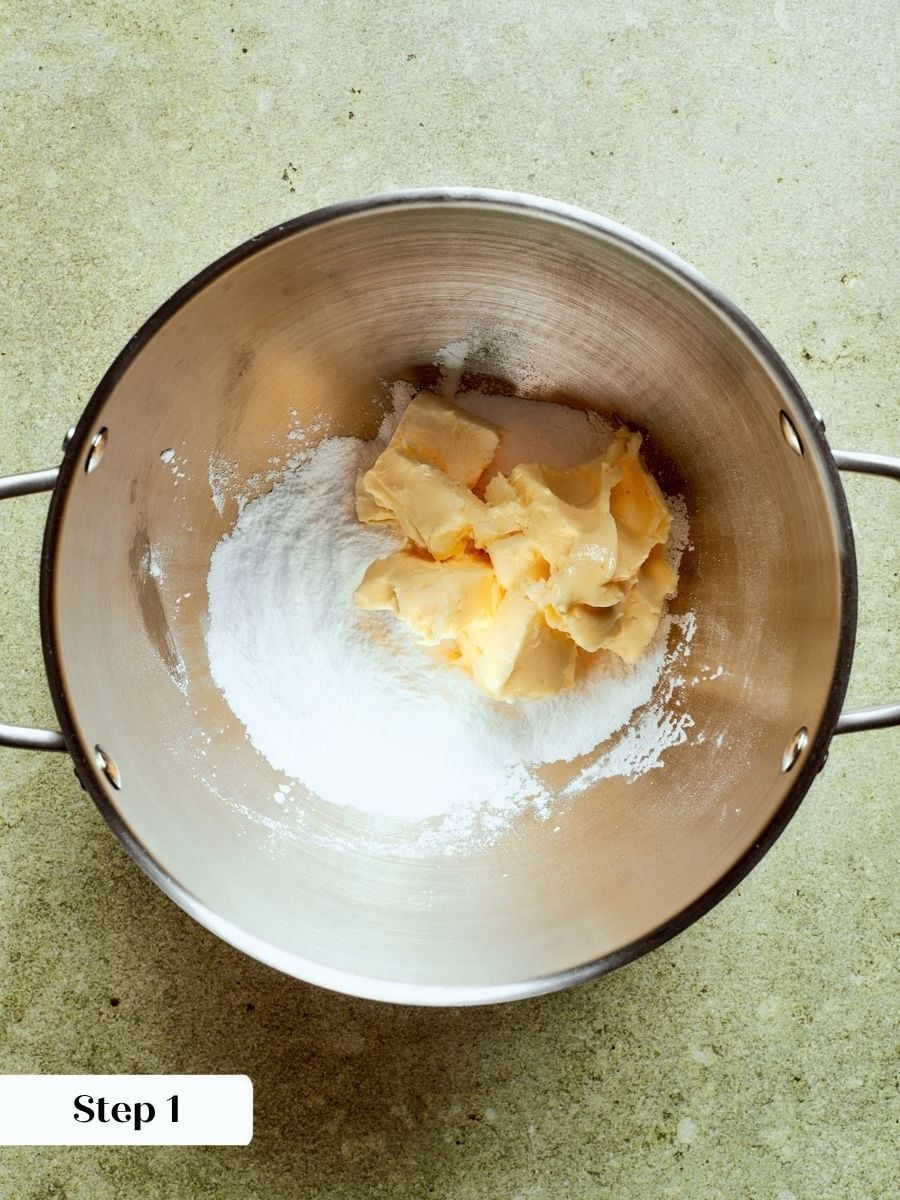 Creaming butter with powdered sugar starts the sweet pâte sucrée shell for this caramel apple tart.
