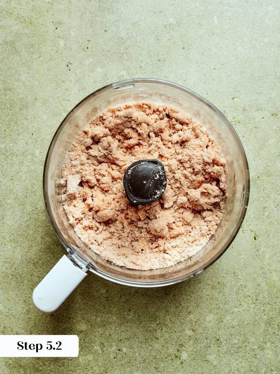 Mixed until it clumps, this cinnamon streusel chills before topping the caramel apple tart.