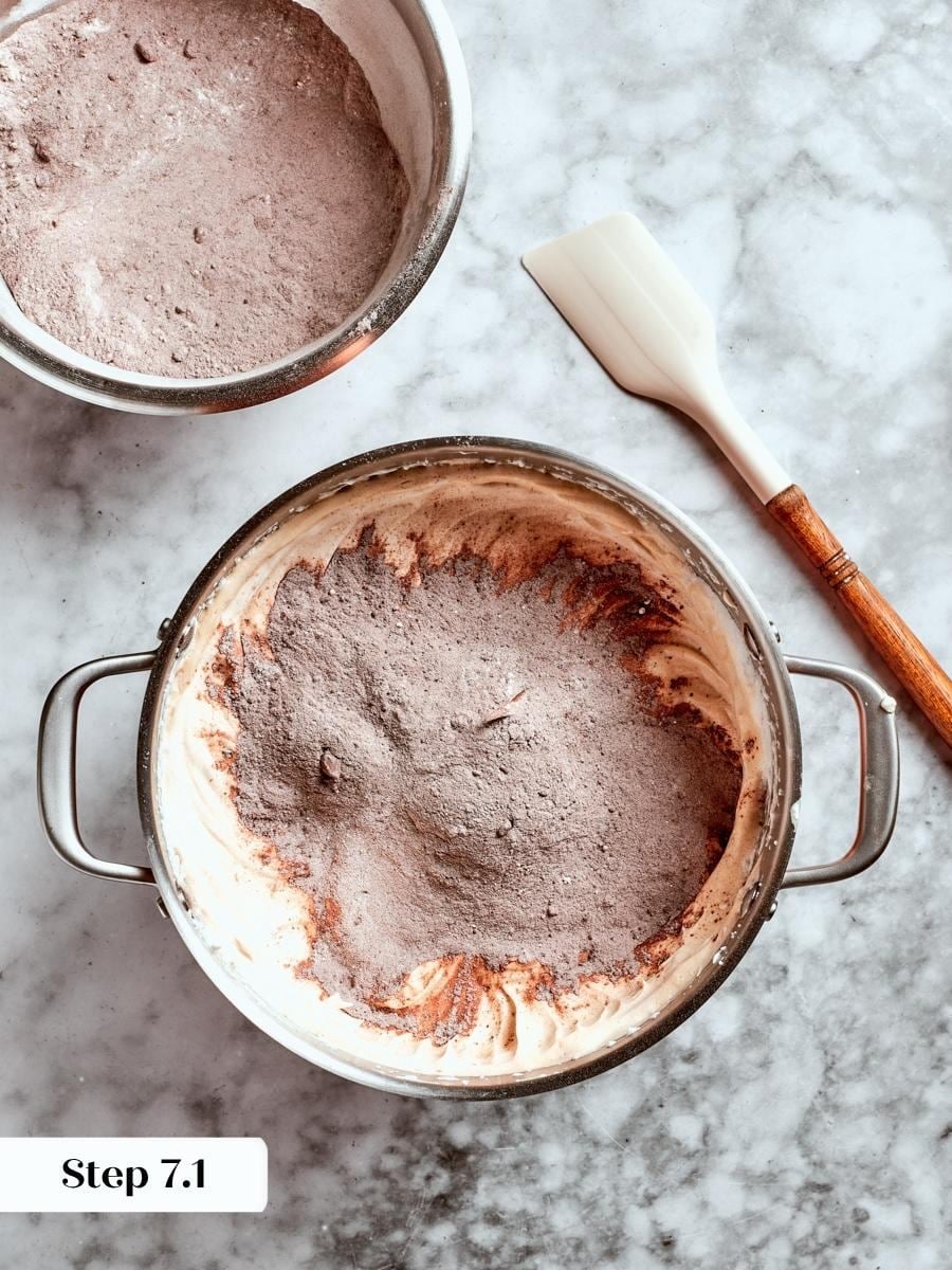 Swapping cocoa for some flour keeps this chocolate angel food cake tall and deeply flavored.
