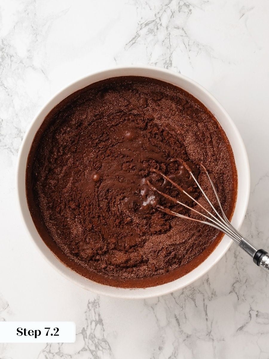 Adding the sugar and cocoa blend keeps the chocolate chess pie filling free of dry pockets.