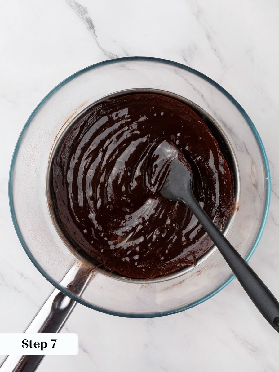 Pulled off the heat once smooth, this chocolate gives chocolate fudge pie its deep flavor.