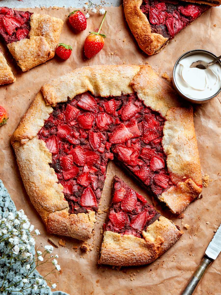 Serve this strawberry galette in wedges with softly whipped cream for an easy celebration dessert.