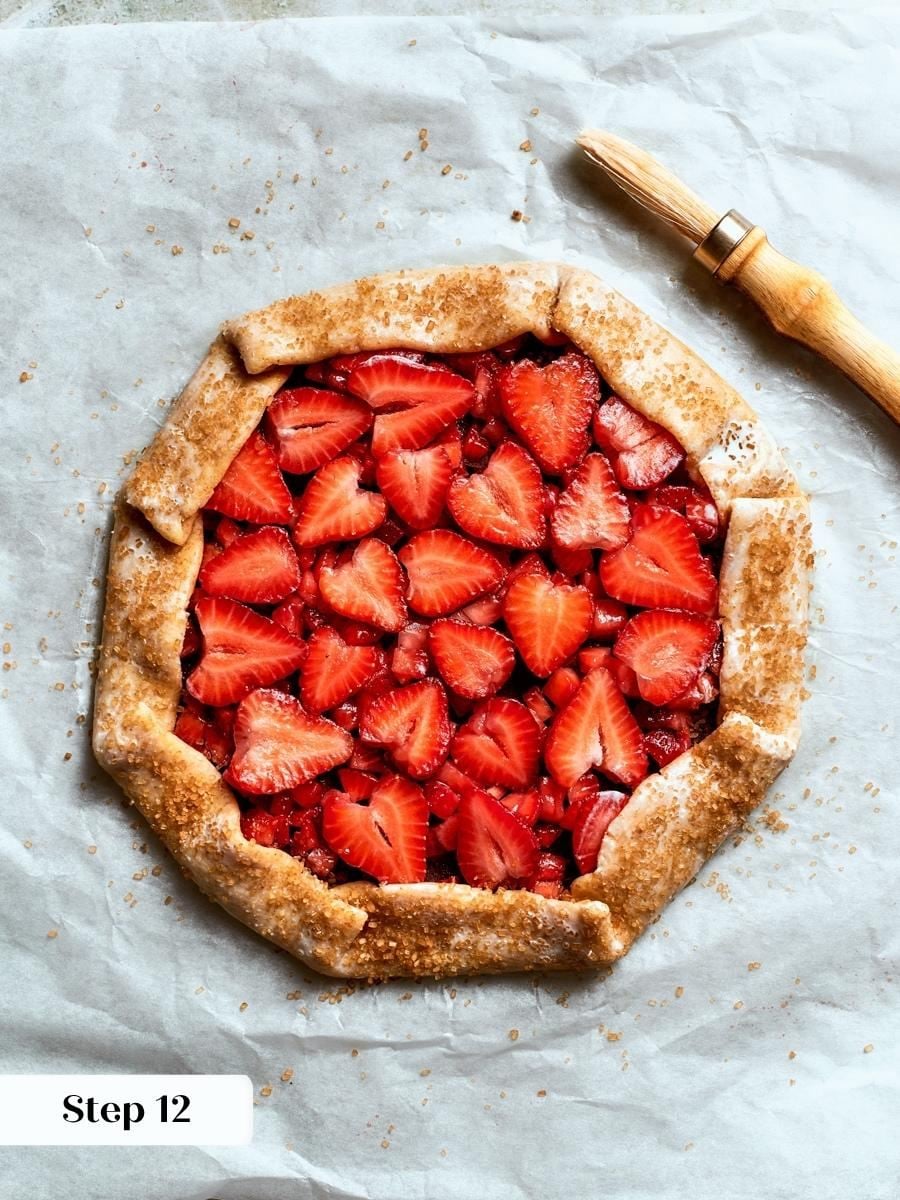 Chilling the pleated strawberry galette before baking helps the rustic border hold its shape.