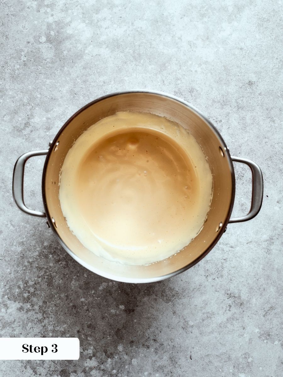 The blanchir step dissolves the sugar into the yolks and protects them in vanilla creme brulee.